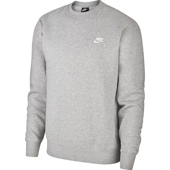 NWT Nike Men's NSW Club Crew, Dark Grey Heather/White, Medium - Picture 1 of 6